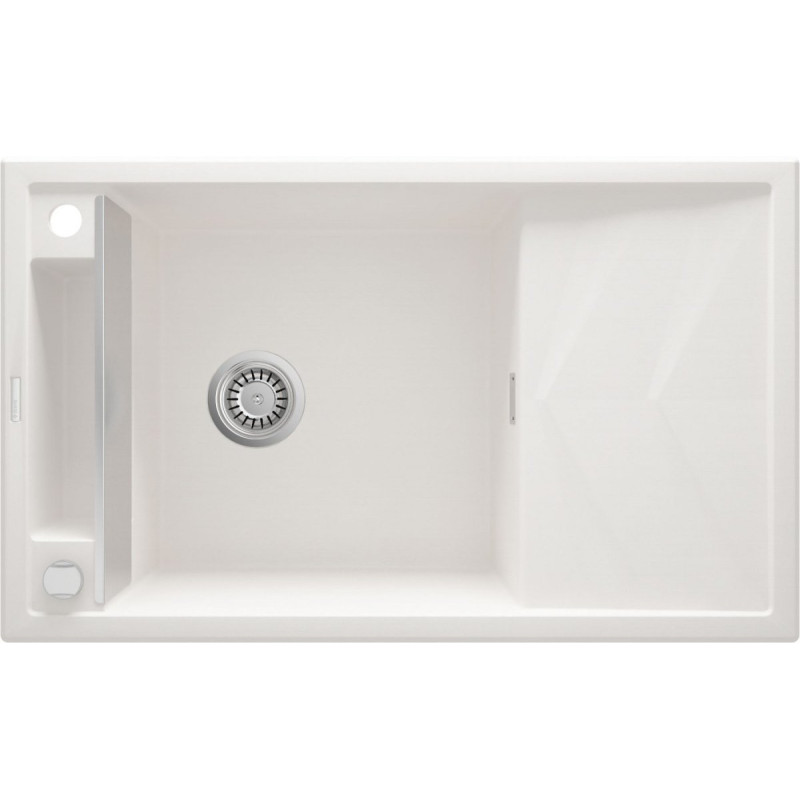 Nowoczesny Zlewozmywak Granitowy Magnetic Alabaster - 1-komorowy z Ociekaczem 82x50