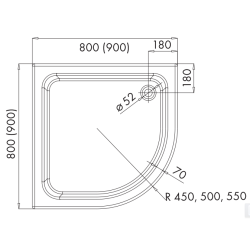 Komfortowy Brodzik Ćwierćokrągły 80x80 cm Grawello z Serii Stabilsound R50