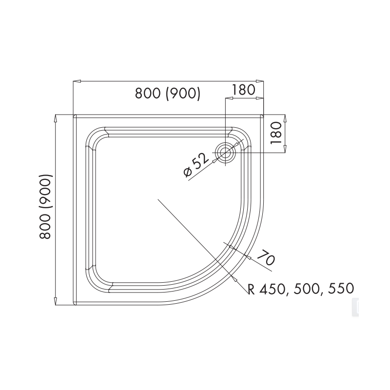 Stabilny Brodzik Półokrągły 90x90x26 cm Grawello R50 – Komfort i Klasa dla Twojej Łazienki