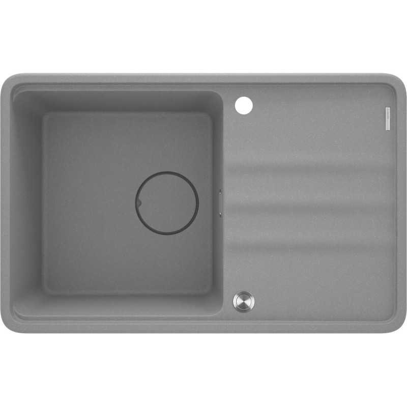 Granitowy Zlew 1-Komorowy z Ociekaczem w Szarym Metaliku - Nowoczesna Elegancja w Twojej Kuchni