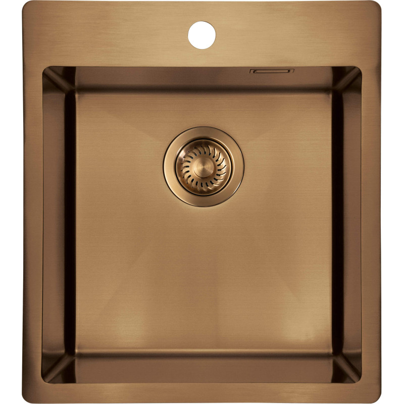 Brązowy Zlewozmywak Stalowy 1-Komorowy 304 Podblatowy z Osprzętem, 505x450mm Szczotkowany