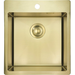 Elegancki Zlewozmywak Złoty 1-Komorowy ze Stali Nierdzewnej, Montaż Wpuszczany lub Podblatowy