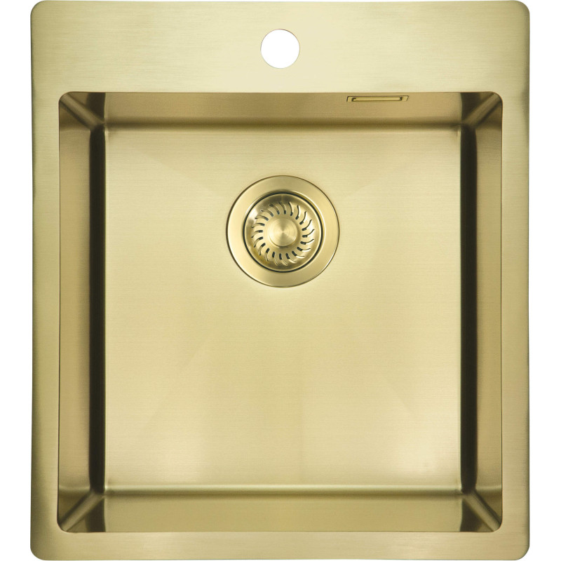 Elegancki Zlewozmywak Złoty 1-Komorowy ze Stali Nierdzewnej, Montaż Wpuszczany lub Podblatowy