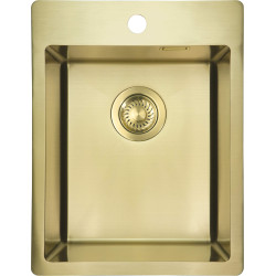 Elegancki Zlewozmywak Stalowy 1-komorowy z Osprzętem w Złocie - Nowoczesny Styl kuchni