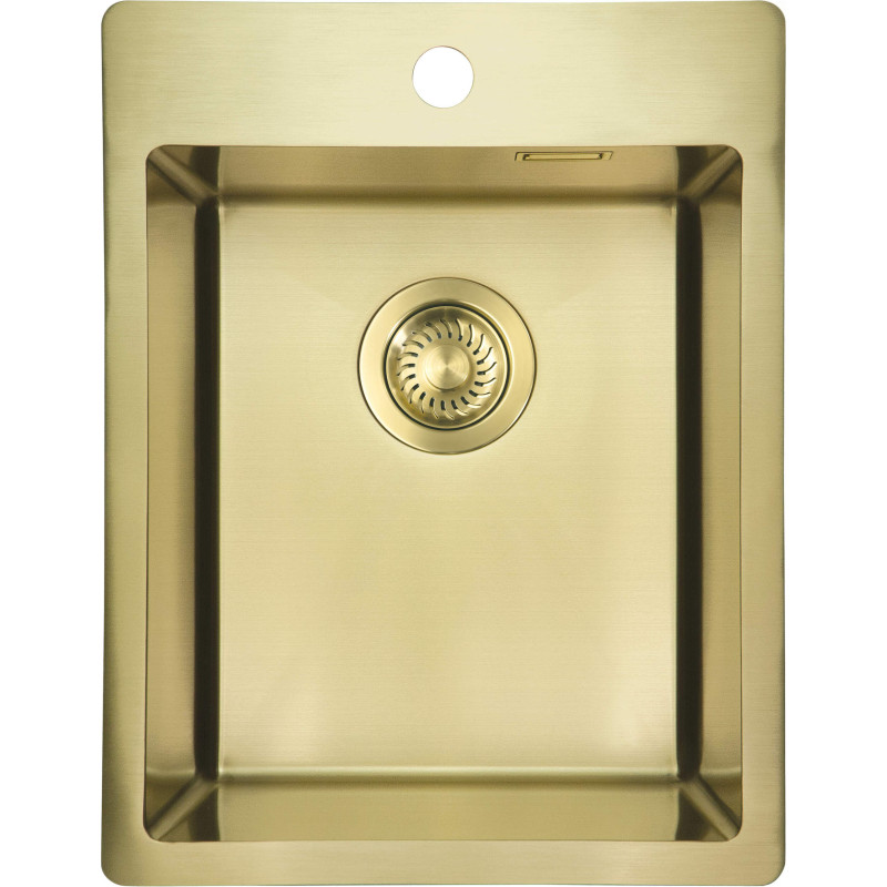 Elegancki Zlewozmywak Stalowy 1-komorowy z Osprzętem w Złocie - Nowoczesny Styl kuchni