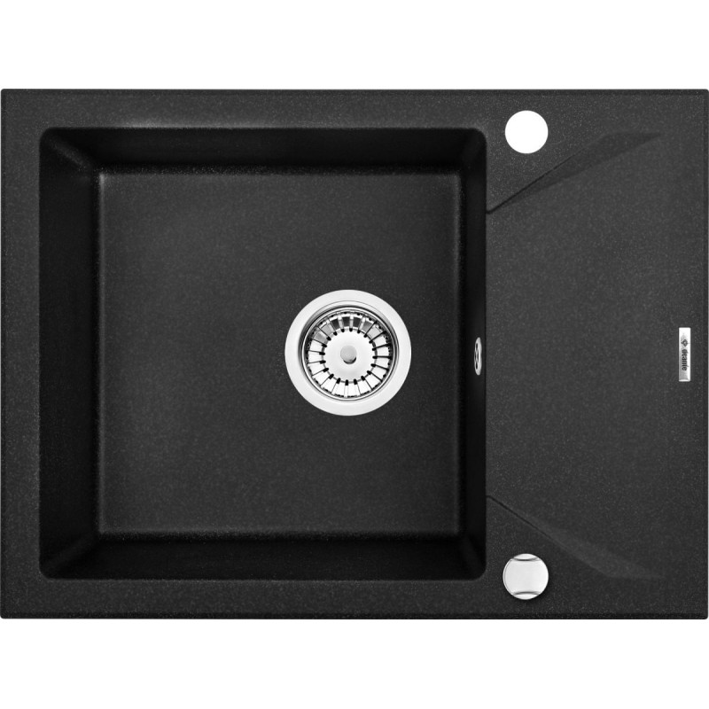 Nowoczesny Zlewozmywak EVORA 1-komorowy z Ociekaczem w Grafitowym Metaliku