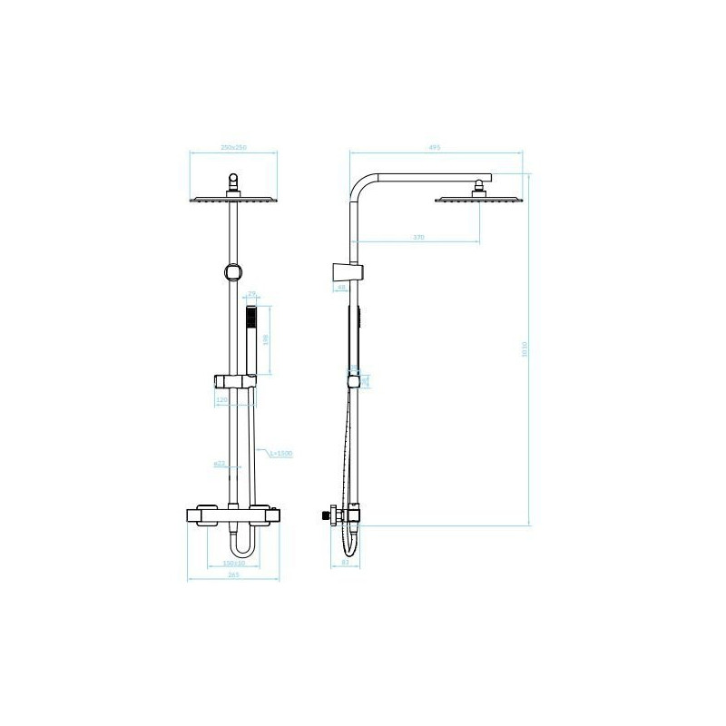 Czarno-biały zestaw prysznicowy CUBI z termostatem - styl i komfort w Twojej łazience!