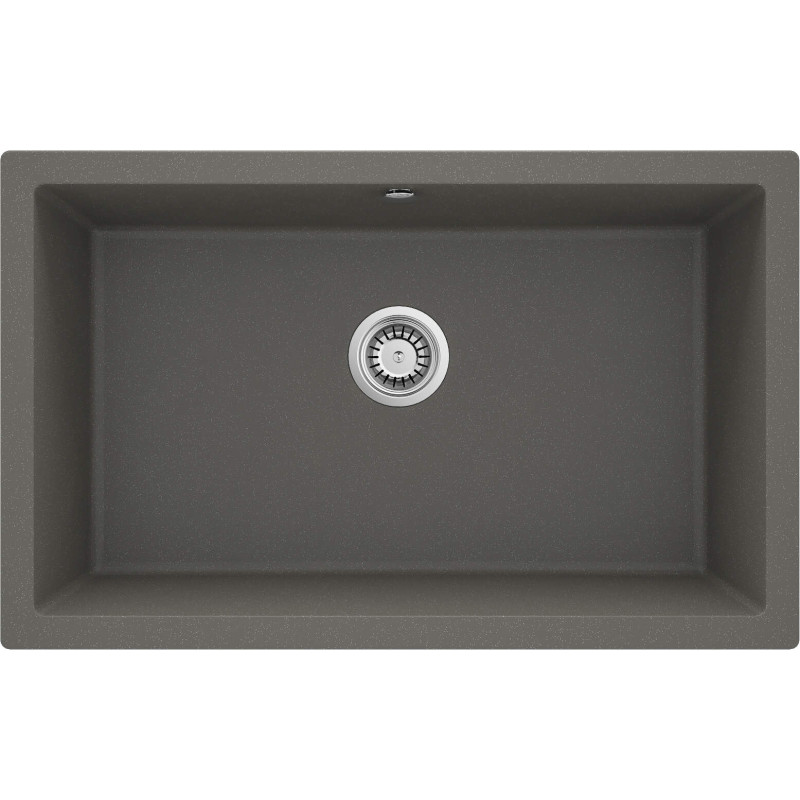 Granitowy Zlewozmywak Podwieszany 1-komorowy Antracyt z Metalicznym Blaskiem i Osprzętem