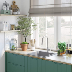 Granitowy Zlewozmywak SmartLine 1-komorowy, Grafitowy Mat, Wpuszczany z Osprzętem, Idealny do Twojej Kuchni!