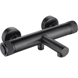 Czarna elegancja: Jednouchwytowa bateria wannowa Volumo ścienna z serwisem dojazdowym