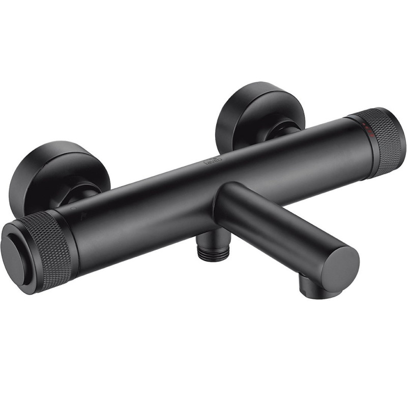 Czarna elegancja: Jednouchwytowa bateria wannowa Volumo ścienna z serwisem dojazdowym