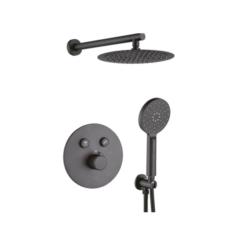 „Volumo V80 Czarny Zestaw Natryskowy Podtynkowy z Baterią Termostatyczną”