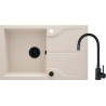 Granitowy Zlewozmywak Beige 1-komorowy z Baterią Nero i Ociekaczem - Nowoczesny Design!