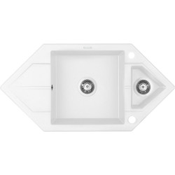 Granitowy Zlewozmywak Alabaster 1.5-Komorowy z Ociekaczem, Space-Saver - Elegancja i Funkcjonalność!