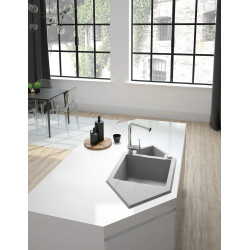 Granitowy Zlewozmywak Alabaster 1.5-Komorowy z Ociekaczem, Space-Saver - Elegancja i Funkcjonalność!