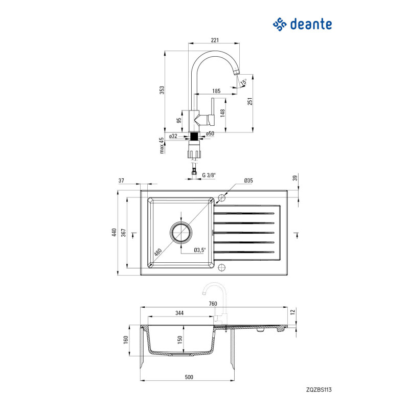 Granitowy zlewozmywak z ociekaczem i czarną baterią - styl i funkcjonalność w jednym!