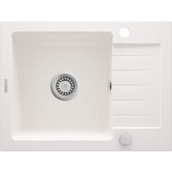 Granitowy Zlewozmywak z Ociekaczem 1-komorowy Alabaster, Rewersyjny, Montaż wpuszczany