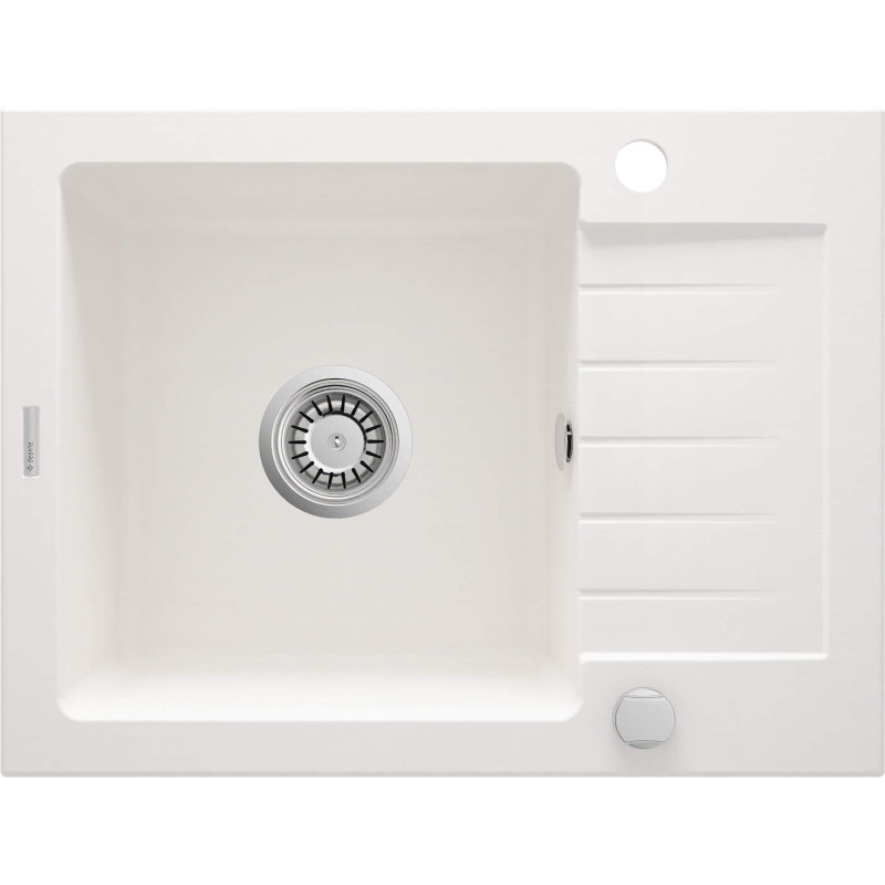 Granitowy Zlewozmywak z Ociekaczem 1-komorowy Alabaster, Rewersyjny, Montaż wpuszczany