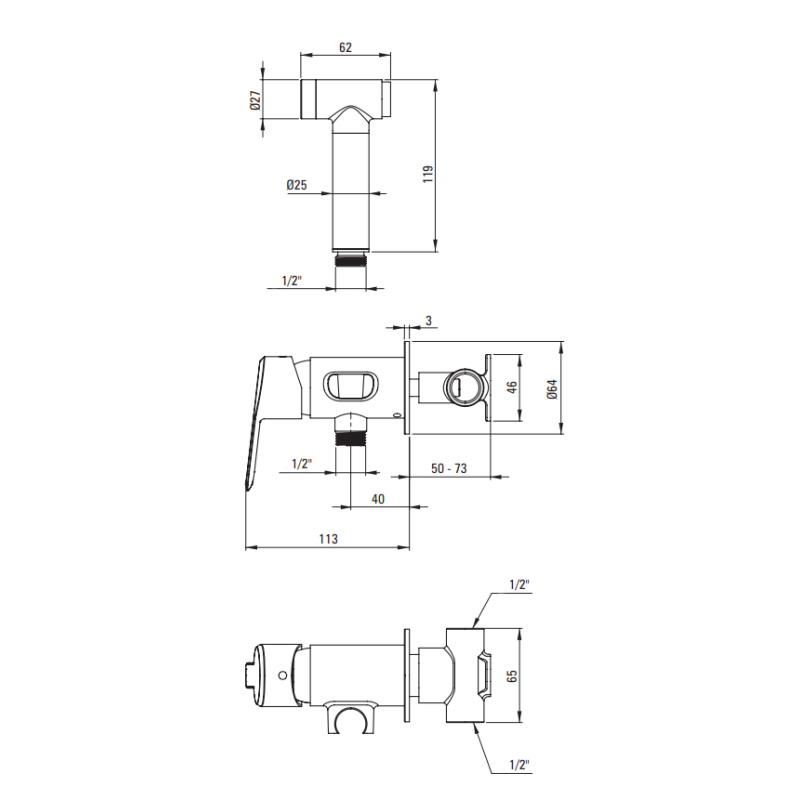 Deante Arnika bateria bidetowa podtynkowa titanium