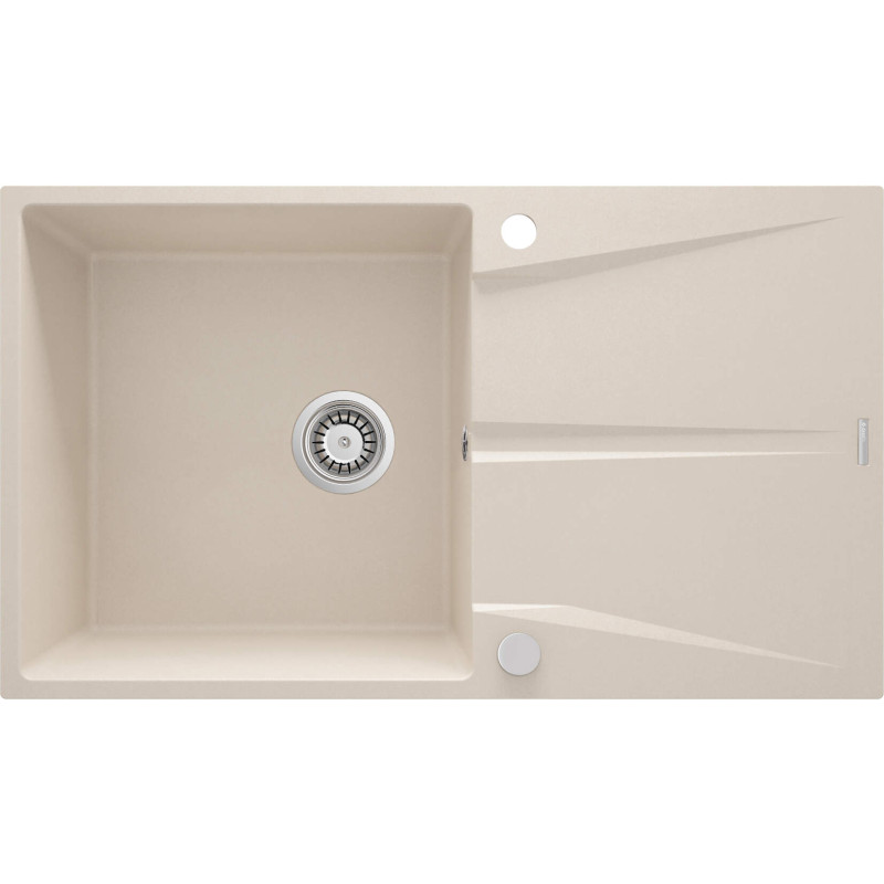 Elegancki Beżowy Zlewozmywak Granitowy 1-komorowy z Ociekaczem i Osprzętem Space-Saver