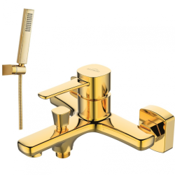 Złota Bateria Wannowa Invena GLAMOUR z Zestawem Natryskowym BW-02-009 - Elegancja i Styl