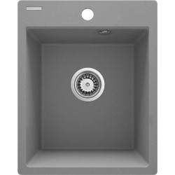 Zlewozmywak granitowy GrayStone 1-komorowy, wpuszczany, z syfonem space-saver i osprzętem