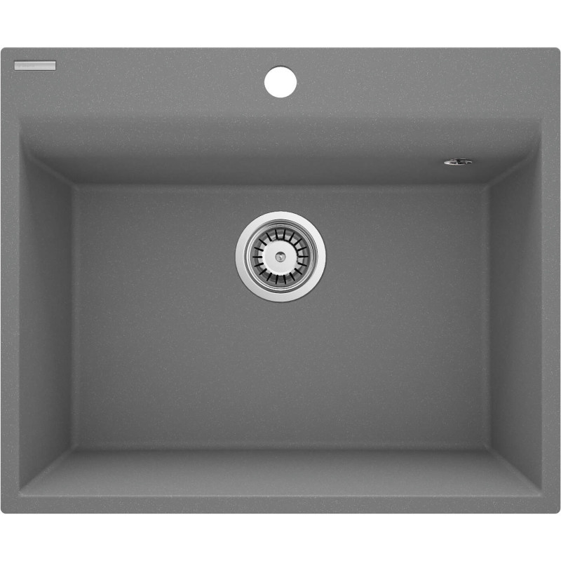 Elegancki Zlew Granitowy 1-komorowy Szary Metalik z Osprzętem Space-Saver