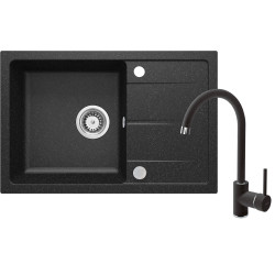 Granitowy Zlewozmywak 1-komorowy z Nowoczesną Baterią i Ociekaczem - Styl i Funkcjonalność