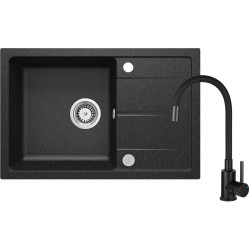 Granitowy zlewozmywak z elastyczną baterią nero - Styl i funkcjonalność w jednym!