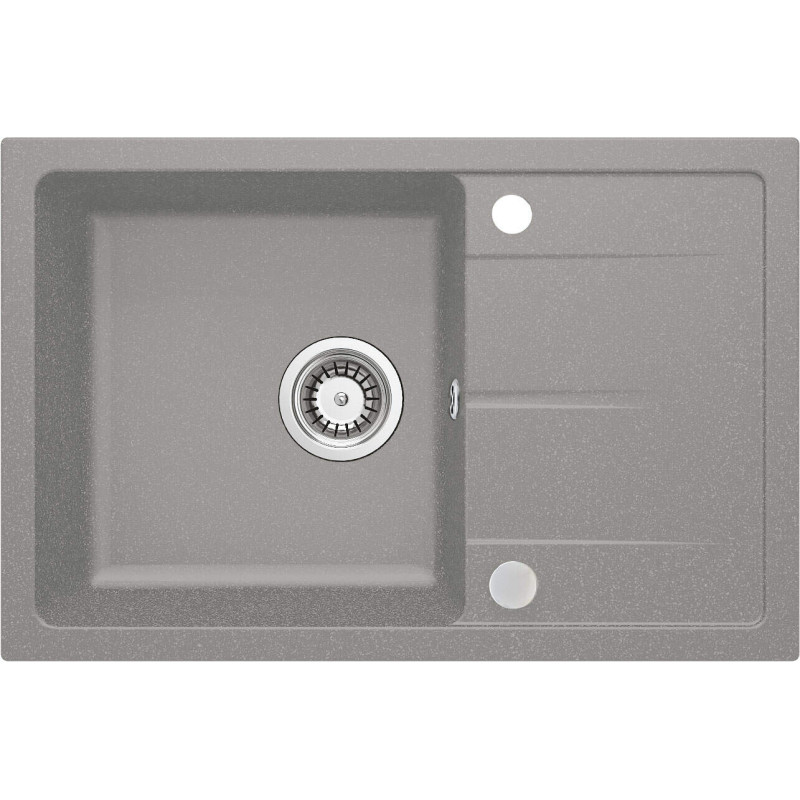 Elegancki Zlewozmywak Granitowy 1-Komorowy z Ociekaczem, Szary Mat, 650mm - Deante