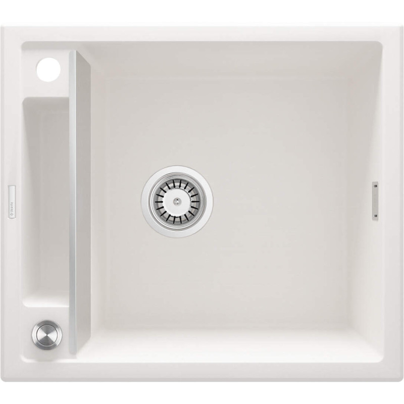 Elegancki Zlewozmywak Granitowy Alabaster 1-Komorowy, Magnetyczny z Syfonem Space-Saver