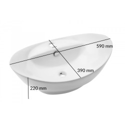 Elegancka umywalka Feme biała z luksusową baterią Glamour Gold CE-10-001