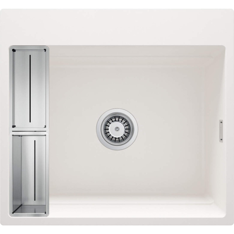 Elegancki Zlewozmywak Granitowy Magnetyczny 1-Komorowy Alabaster Matowy Deante