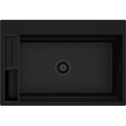 Elegancki Zlewozmywak Granitowy Nero, Matowy Design, 1 Komora, Magnetyczne Wykończenie