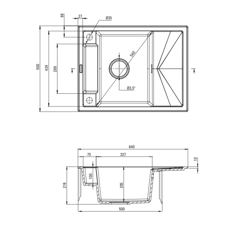 Elegancki Zlewozmywak Granitowy 1-Komorowy z Ociekaczem i Magnetycznym Korkiem Deante