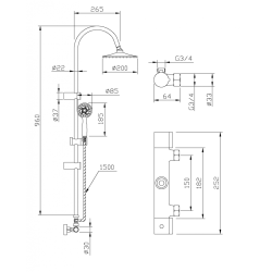 Luksusowy Deszczownica Gracja z Baterią Termostatyczną Slim AU-15-D01 - Elegancja i Komfort