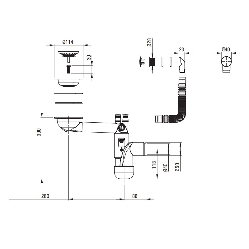 Syfon Space-Saver do Zlewozmywaka Granitowego, 1-Komorowy, Stalowy Praktyczność i Styl!