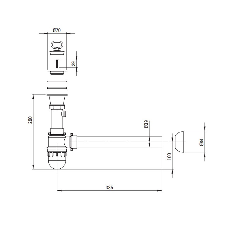 Uniwersalny Syfon Stalowy Deante z Podłączeniem do Zmywarki lub Pralki