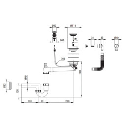Ekonomiczny Syfon do Zlewu Granitowego 1-Komorowego z Automatycznym Korkiem - Stalowy Design