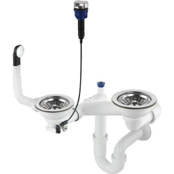 Granitowy Syfon Space-Saver do Zlewozmywaków 1.5/2-Komorowych z Stalowym Wykończeniem