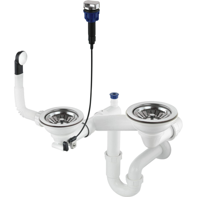 Granitowy Syfon Space-Saver do Zlewozmywaków 1.5/2-Komorowych z Stalowym Wykończeniem