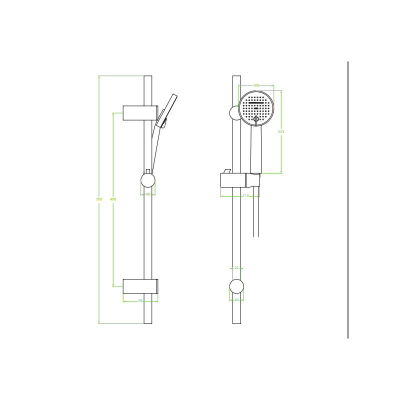 Laveo Leste zestaw natryskowy na drążku chrom