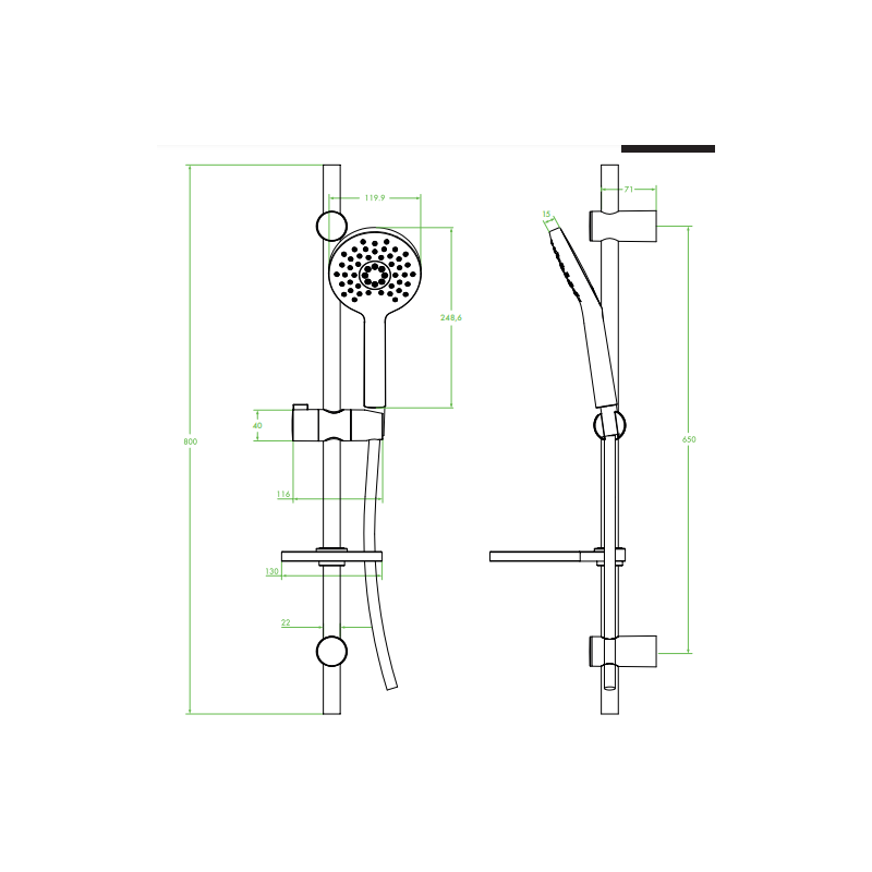 Elegancki Zestaw Prysznicowy SECA z Drążkiem – Chromowany Komfort NLS_01A1