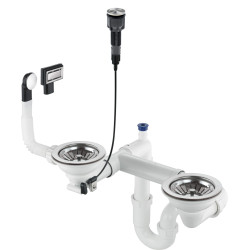 Syfon Kompaktowy do Zlewozmywaka Granitowego - Stalowy Space-Saver, 1.5 i 2 Komory