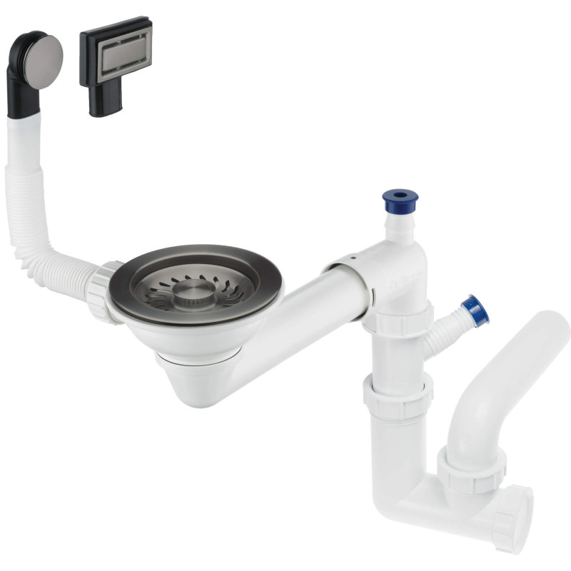 Granitowy Syfon 1-Komorowy Space-Saver Titanium z Systemem Podłączenia zmywarki/pralki