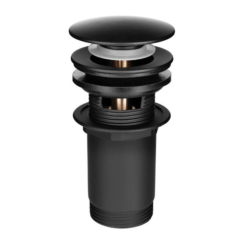 Czarny korek grzybek z mosinądzu, duży 1 1/4", z przelewem - Elegancja Twojej łazienki