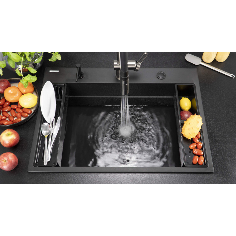 Nowoczesny Zestaw Nero - Magnetyczne Stalowe Akcesoria Kuchenne Matowe 97x408x95 mm