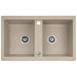 Elegancki zlewozmywak granitowy Barbados beżowy 2-komorowy 480x780mm z automatycznym zamknięciem