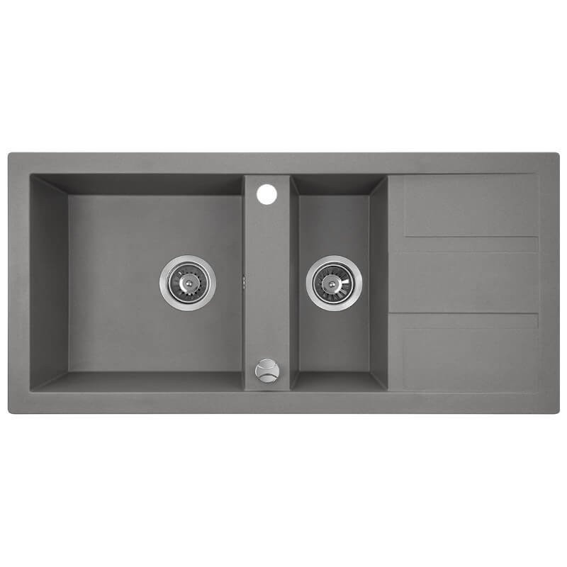 Zlewozmywak Barbados 1,5 komory - Elegancki granitowy szary, odporny na wszystko!
