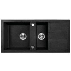 Elegancki zlewozmywak granitowy Barbados 1,5 komory czarny 480x1000 mm - styl i trwałość!